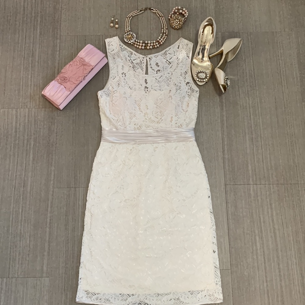 NINA AUSTIN ivory lace dress